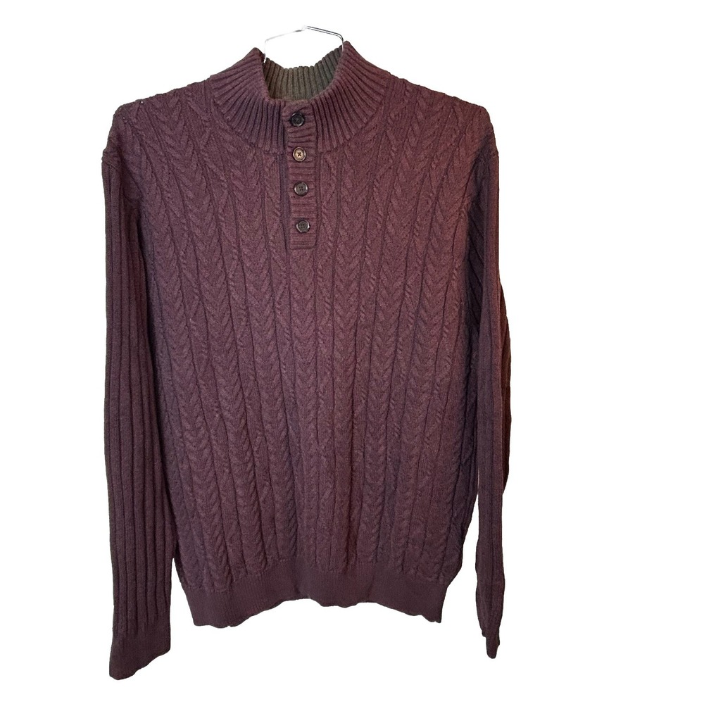 Jos A Bank Cotton Ribbed Fisherman Sweater Mens XXL Henley Pullover‎ Casual